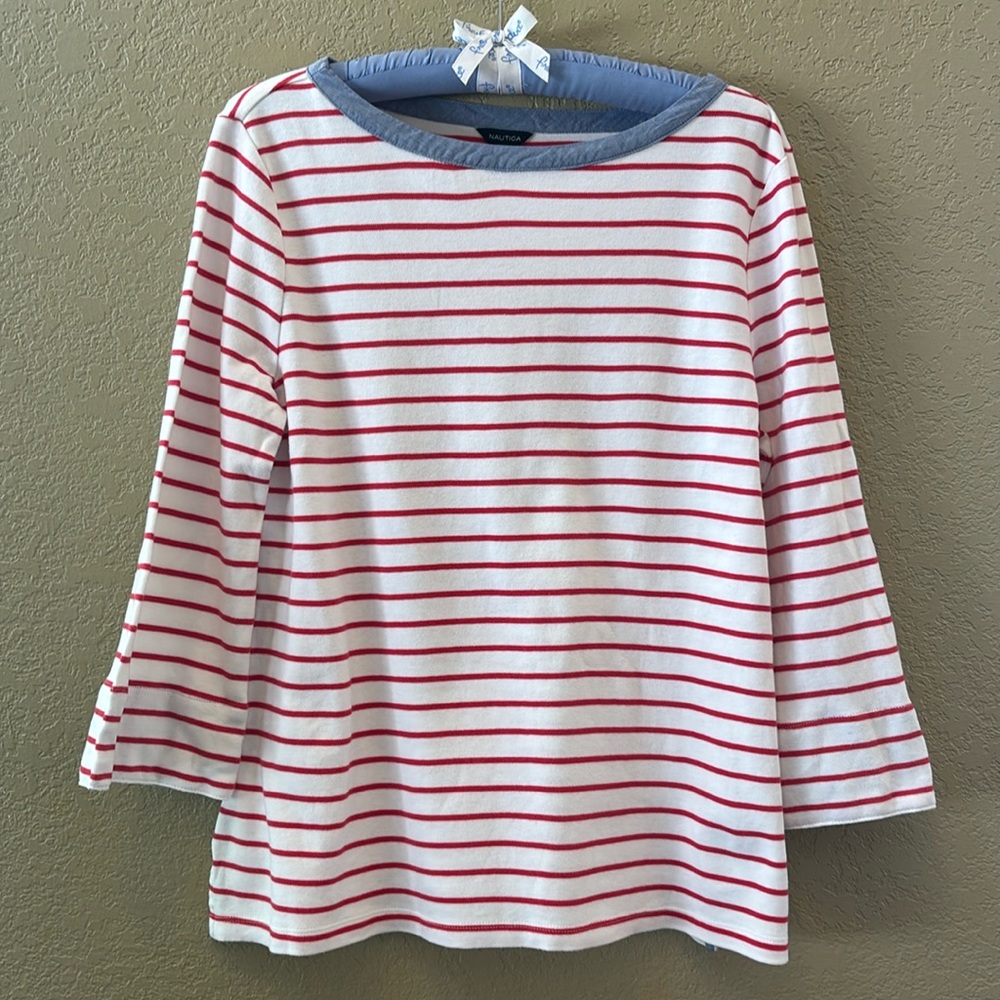 NAUTICA Striped, Three Quarters Sleeve Top, Excellent Condition! Sz XL, Cute!